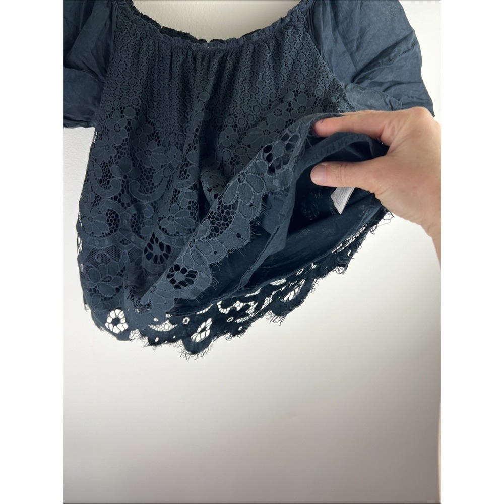 Anthropologie Moulinette Soeurs Womens Top Sz L Messina Lace Puff Sleeved Blouse - Picture 8 of 15